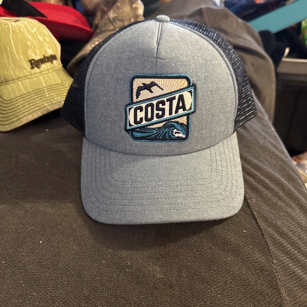 Costa Del Mar Mesh Trucker Snapback Hat – Blue White Logo